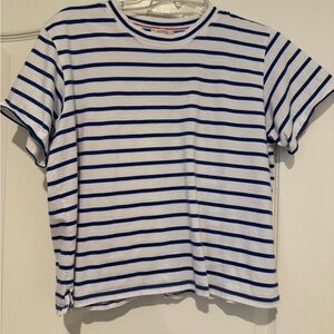 AYR Sno Cone Tee - Blue and White Short Sleeve Striped EUC